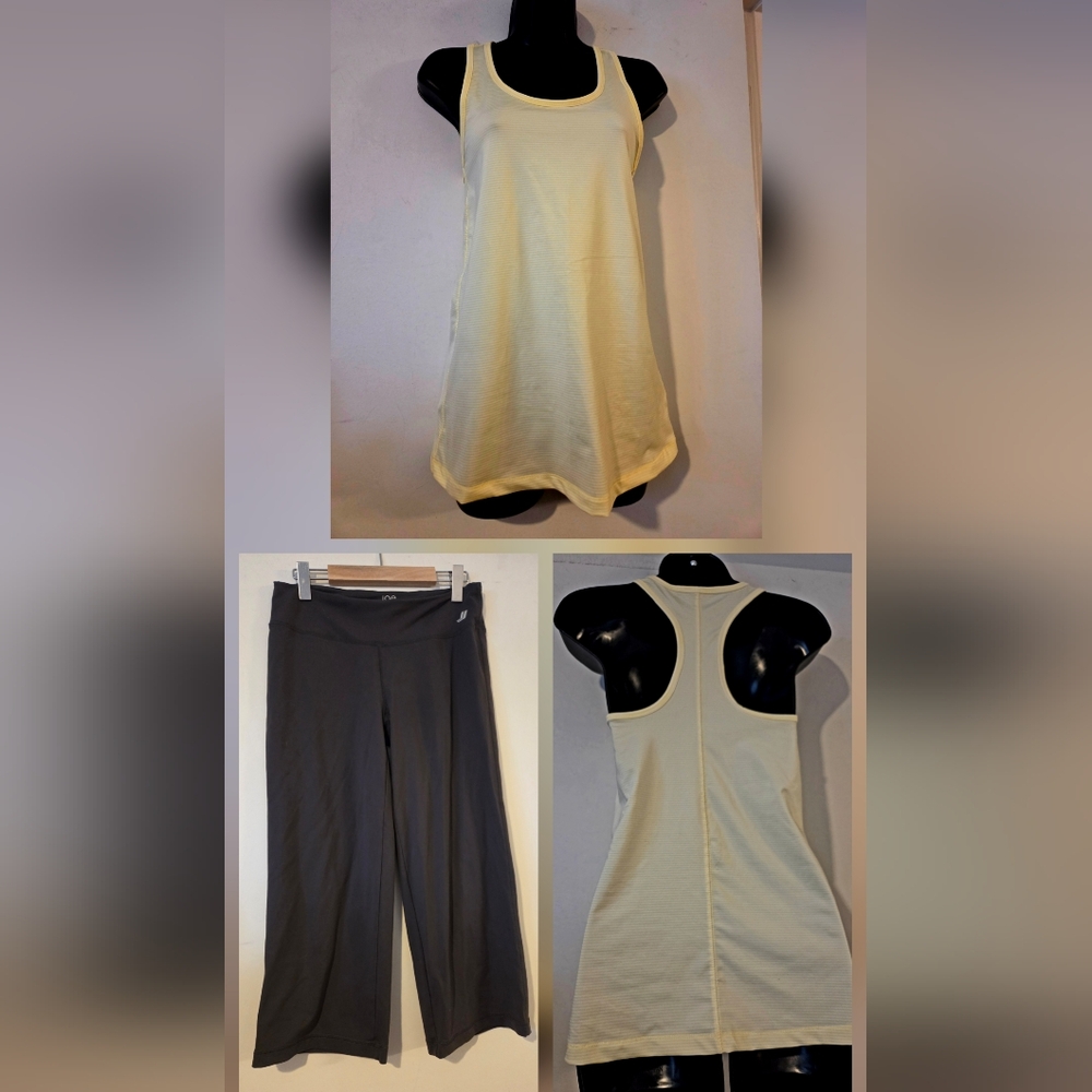 Joe Fresh Yellow Tank Top and Gray Wide Leggings Bundle